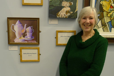 Moira Glover winner of the Betty Murray award for the best still life painting.